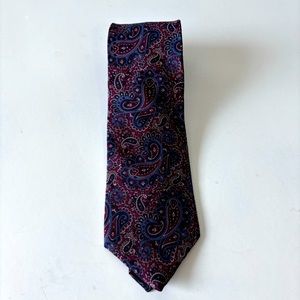 Bert Pulitzer All Silk Tie Navy and Purple Paisley Design